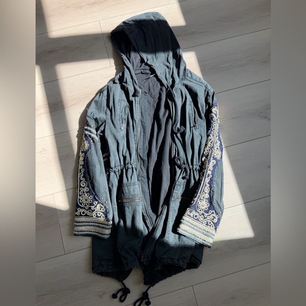 Free People Black Jacket with Metal Detail